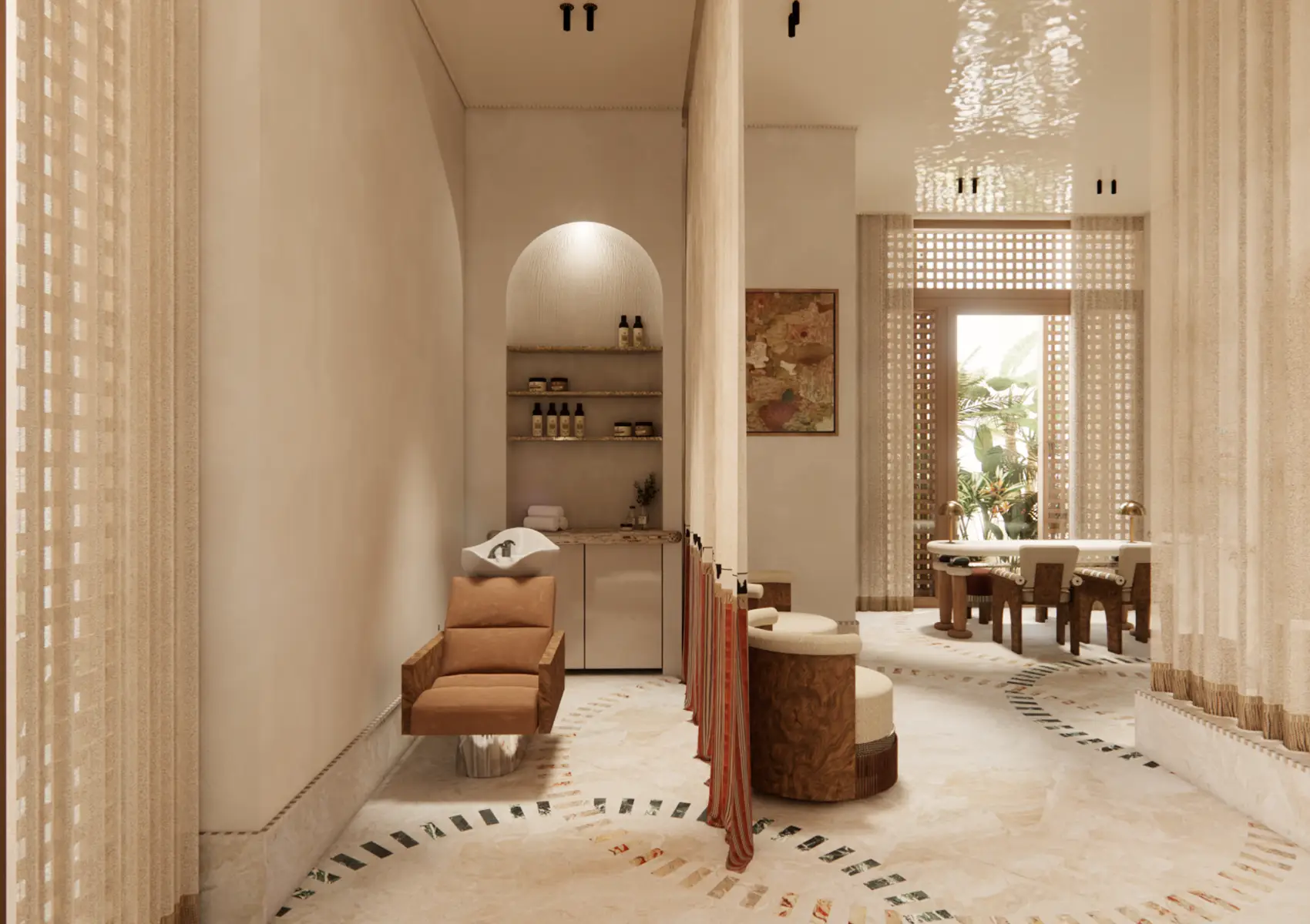 ELIRE beauty salon treatment rooms with elegant décor and ambient lighting