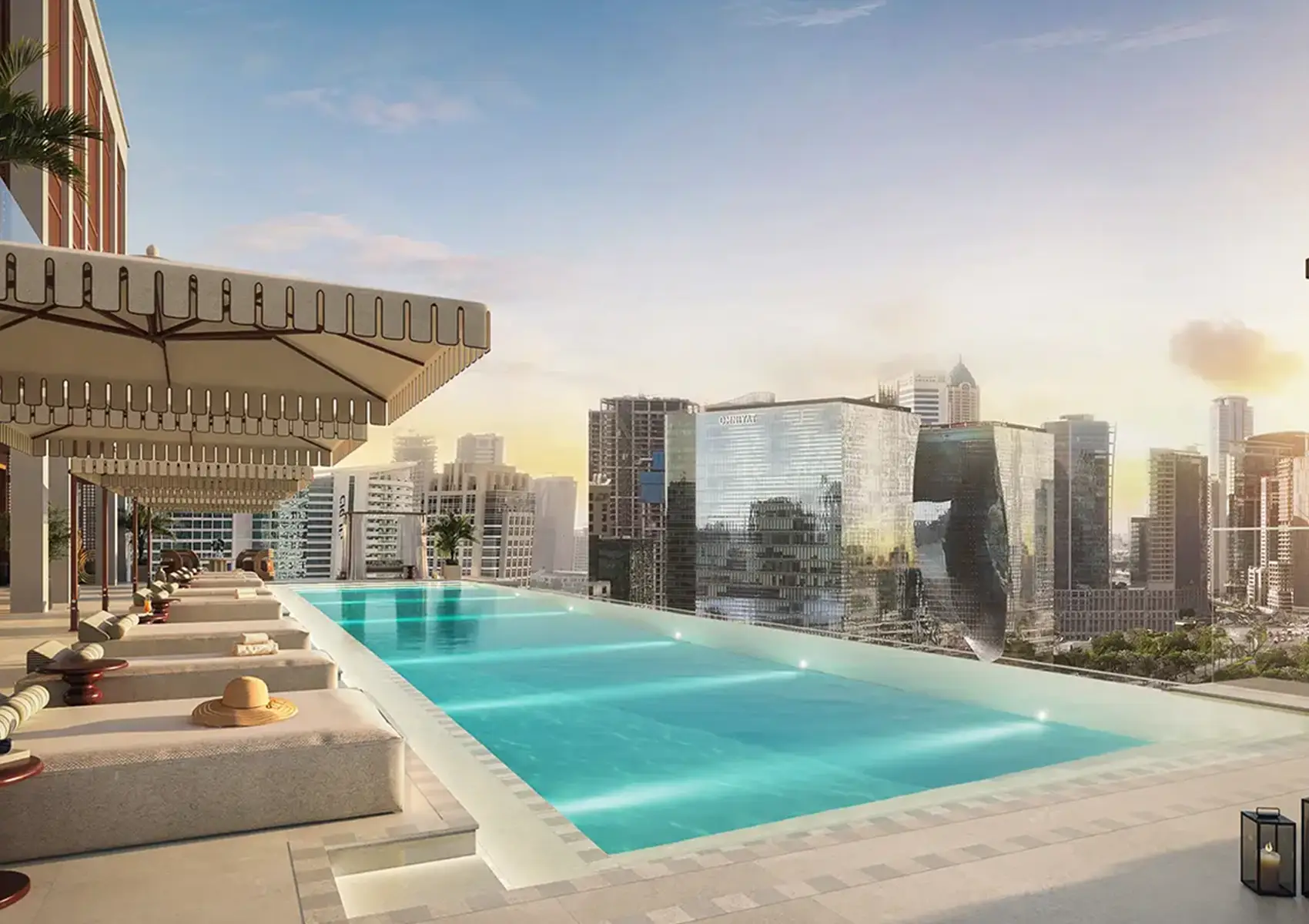 ELIRE rooftop infinity pool with panoramic view over Dubai skyline